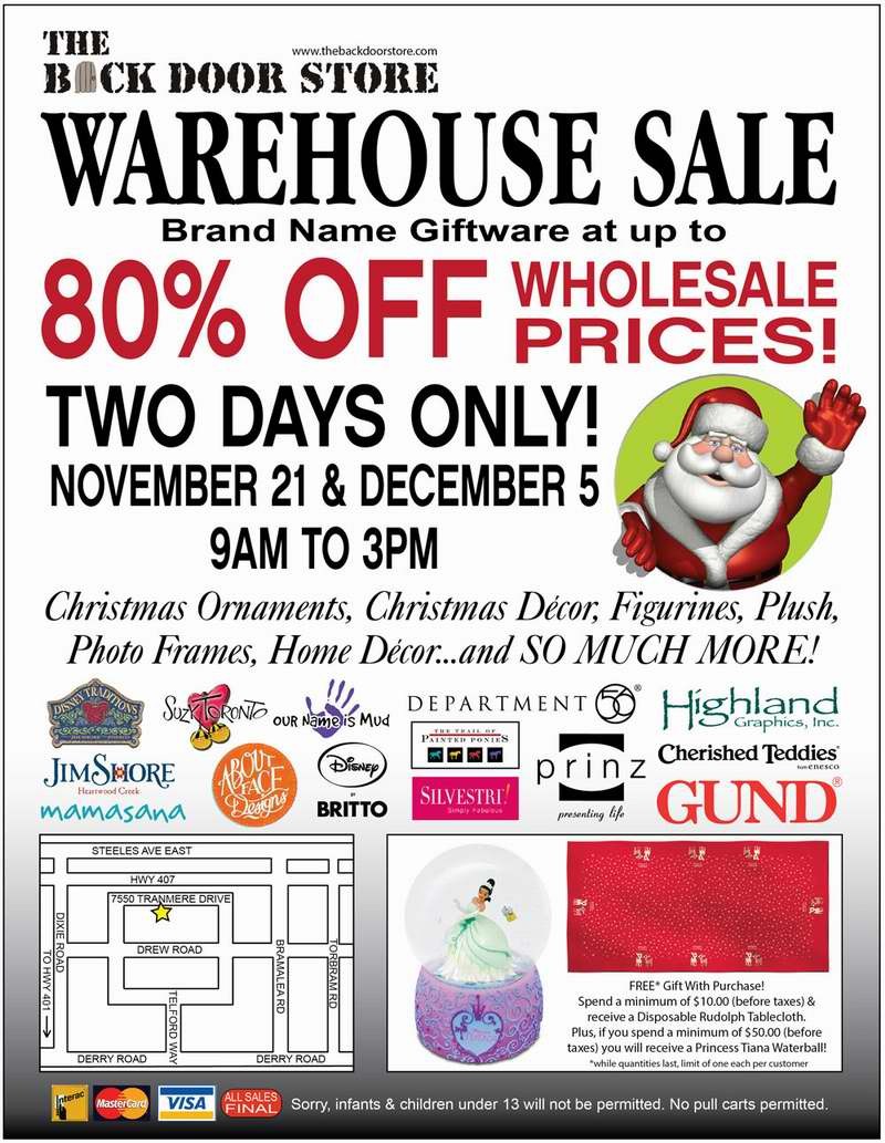 Back Door Store Warehouse Sale特卖会，各种名牌礼品2折起清仓，仅限11月21日及12月5日！