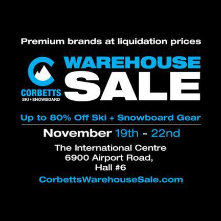 Corbetts Ski and Snowboard Warehouse Sale滑雪装备特卖会本周四开卖！全场2折起清仓！（11月19日-22日）