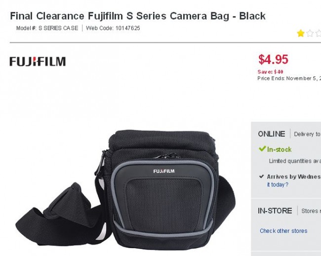 Fujifilm S Series Camera Bag 帆布相机包1折4.95元清仓