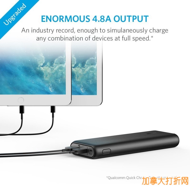 Anker PowerCore 20100mAh超大容量移动电源（充电宝）仅售37.99元包邮！黑白两款可选！