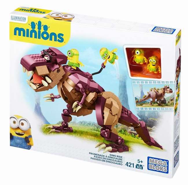 Mega Bloks Minions 421-Piece Dino Ride 小黄人恐龙积木套装17.99元特卖！