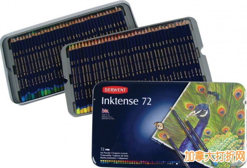 Derwent Inktense Pencils 36/72色水彩铅笔43.69元/83.94元特卖，原价111.99元/221.75元，包邮