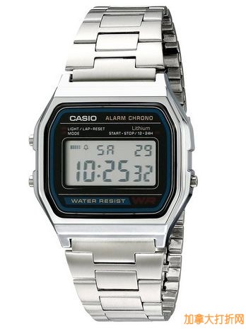  Casio A158W-1 卡西欧不锈钢男士腕表特价18.99元，原价34.99元，包邮