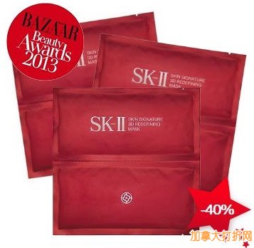  SK-II 美之匙全效活能 3D 面膜 1盒6片装 90美元特卖，原价151美元，包邮无税！