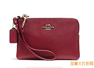 The bay 特卖 COACH 鹅卵石皮革面红色钱包，原价70元，现价47.6-50.57元