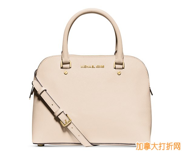 5折优惠！ Michael Kors Cindy Medium Dome Satchel 中号真皮手提包/斜挎包特价183.45元，原价360.65，包邮无关税