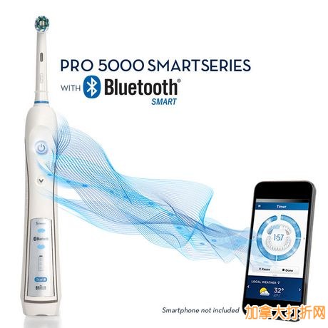 Oral B Value Pack Pro 5000 Smartseries s蓝牙电动牙刷（2支装）清仓特价125元，原价249.99元，包邮！厂家另再返20元！