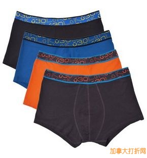 LUK时尚平角男式全棉弹力内裤4件套27.99元限量特卖，多色组合可选！