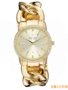 简约不失奢华！SO & CO New York 5071.3 女式金色水晶手表1.5折53.99元限时特卖！