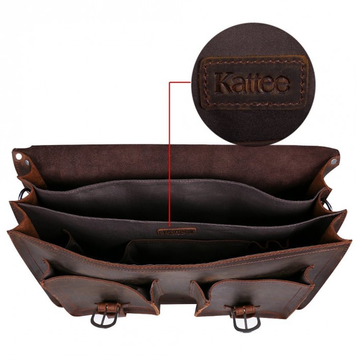Kattee 17″真皮电脑公文包特价199.99元，原价699元，包邮，