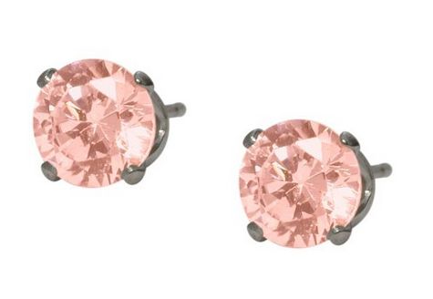 Elite Jewels 6毫米施华洛世奇水晶元素浅粉红色耳钉特价30元，原价80元，包邮