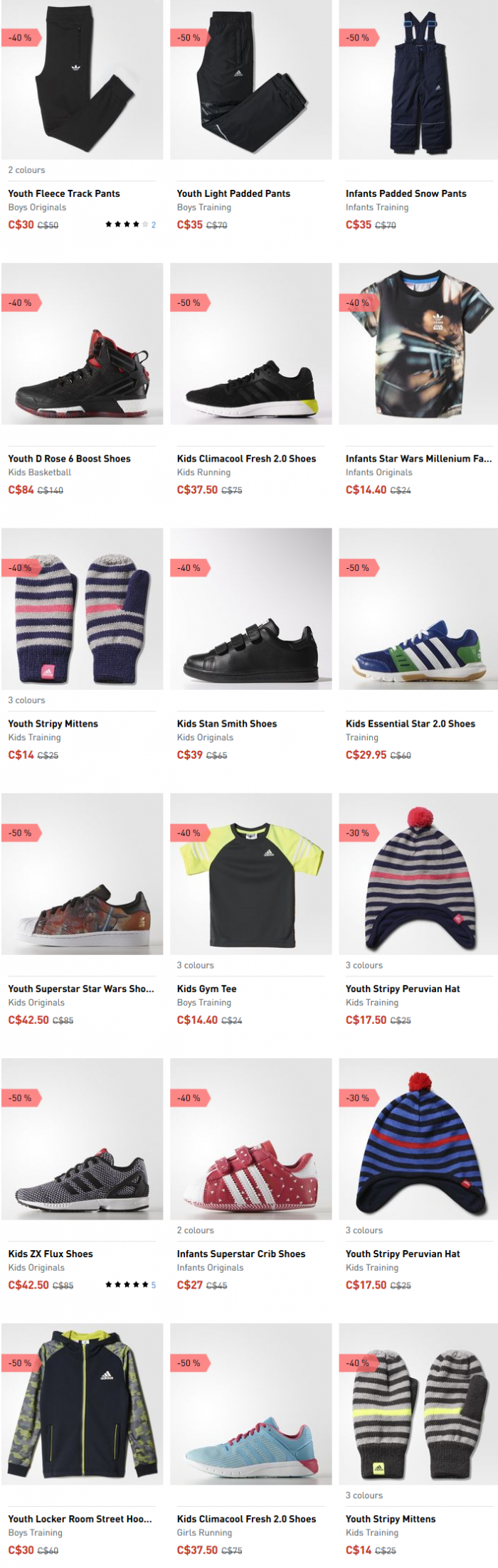 Adidas季末特卖加新品，再减价！指定款成人儿童服饰、鞋子、背包等2折起！