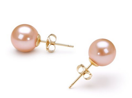  PearlsOnly 粉色7-8mm AAAA优质淡水珍珠耳钉特价99元，原价609元，包邮