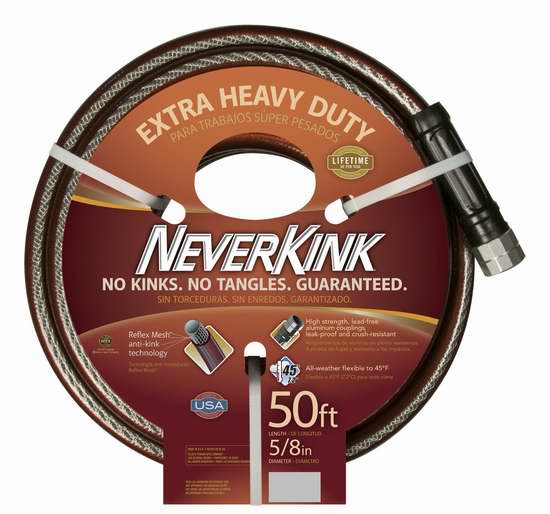  防霉菌永远不扭曲打结！Apex NeverKink 8642-50 50英尺花园水管5折36.11元特卖并包邮！