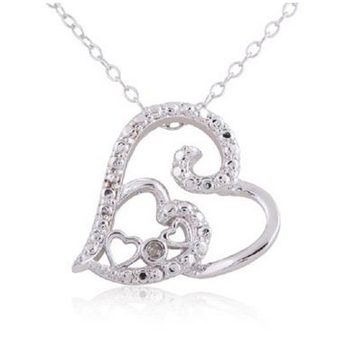  Jewelry Gifts for All 925纯银镀铑心形吊坠钻石项链2.2折49.99元限量特卖并包邮！