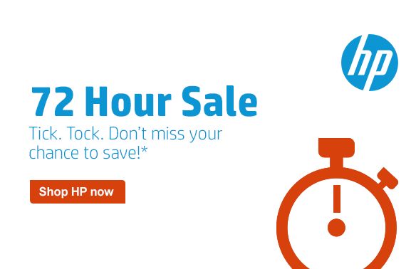  HP 72小时限时特卖现在开售，指定款笔记本电脑、台式机、打印机、电脑配件、背包等特价销售，最高立减250元！满60元再立减10元！