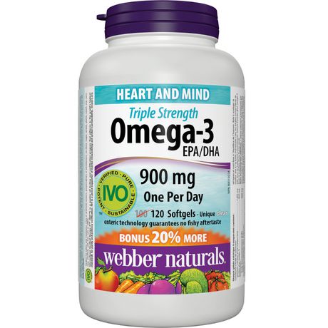  Webber Naturals 三倍强效 Omega-3 鱼油 900mg 120粒装 19.97元特卖！