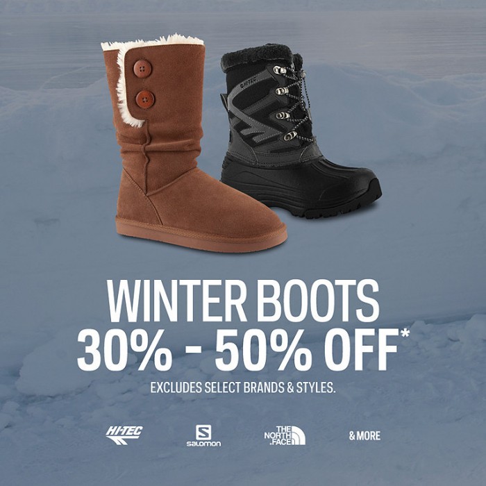 Sport Chek 本周精选多款The North Face、Adidas、Columbia、Merrell等品牌成人儿童冬衣、冬靴等5折起清仓，运动服饰至少7.5折清仓，额外再9折！全场包邮！