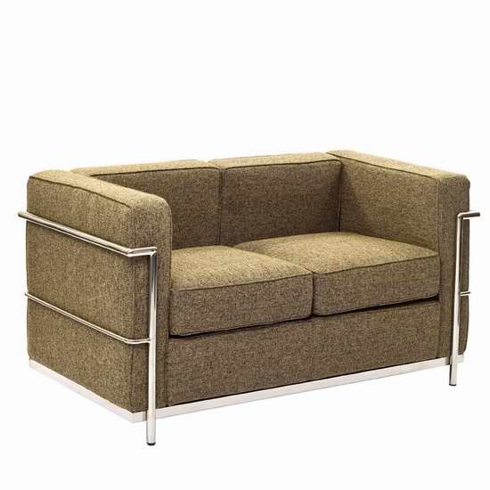  LexMod 法国柯布西耶风格 LC2 羊毛布艺沙发2.1折378.27元限时特卖！