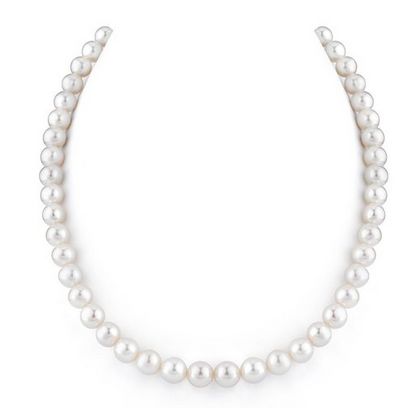  The Pearl Source 14K白金/黄金8-9mm白色淡水珍珠项链（18英寸长AAAA）特价343元，原价1499元，包邮