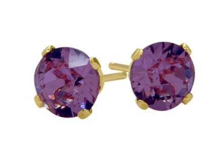  Elite Jewels 紫水晶+14克拉黄金耳钉特价75元，原价247.5元，包邮
