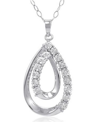  Amanda Rose Collection 纯银钻石泪珠项链特价29.99元，原价149元，包邮