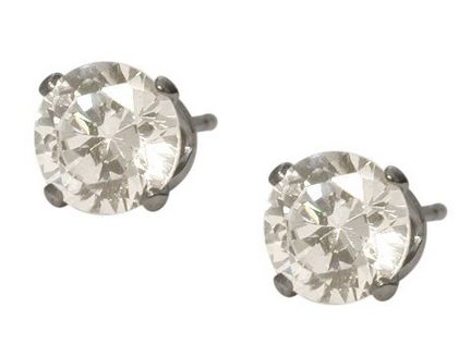  Elite Jewels 6毫米施华洛世奇元素水晶白色耳钉特价30元，原价80元，包邮