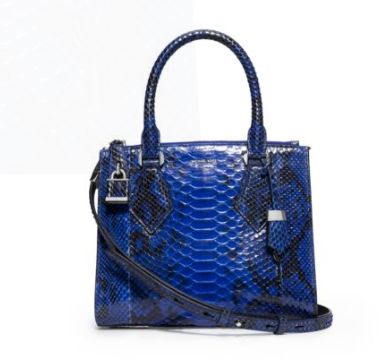  Michael Kors Collection Casey Small Python Satchel蟒蛇纹压花小号真皮手提包4折1199.2元特卖，原价2995元，包邮