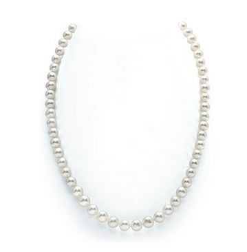  The Pearl Source 18英寸14K白金/黄金6.5-7mm白色淡水珍珠项链 135.15元限量特卖，原价 499元，包邮