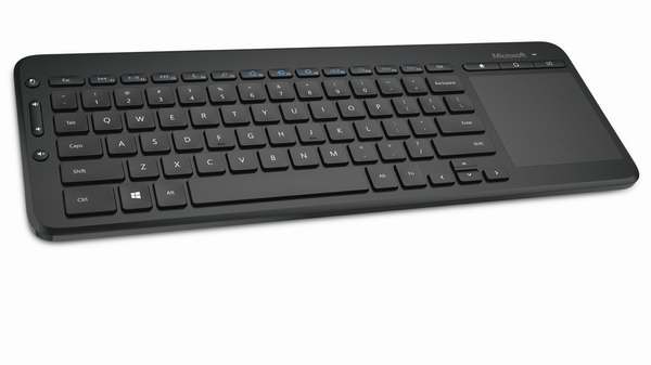  遥控智能电视家庭影院，摆脱鼠标带触控板！Microsoft All-in-One Media Keyboard 多媒体无线防水键盘5折 24.99元限时特卖！