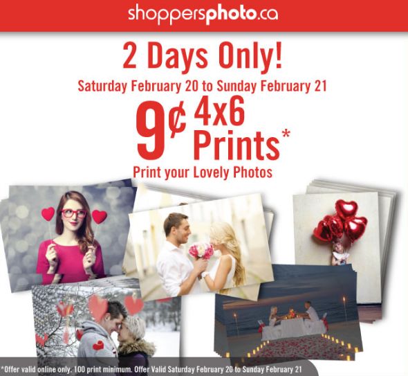  Shoppers Photo冲印4x6寸照片9分钱，100张起冲，仅限2月20日-21日！