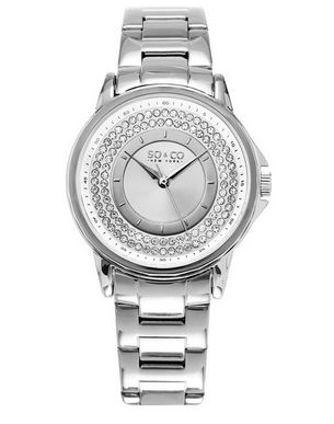  SO & CO New York 5219.1 女士水晶银色石英腕表1.3折 77.99元限量特卖并包邮！
