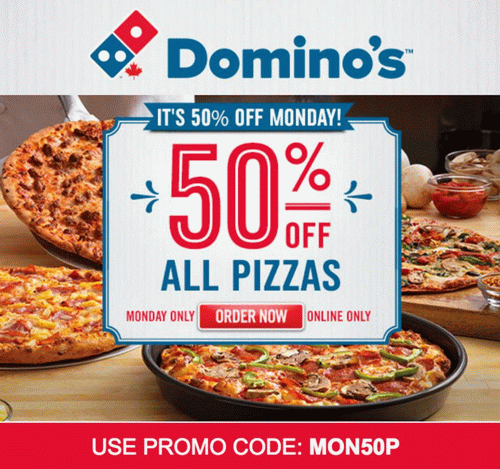  Domino's Pizza网站下单店内自取，披萨全部半价，仅限今日！