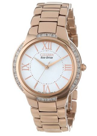  Citizen 西铁城 EM0093-59A 光动能不锈钢玫瑰金女士腕表特价251.78元，原价495元，包邮