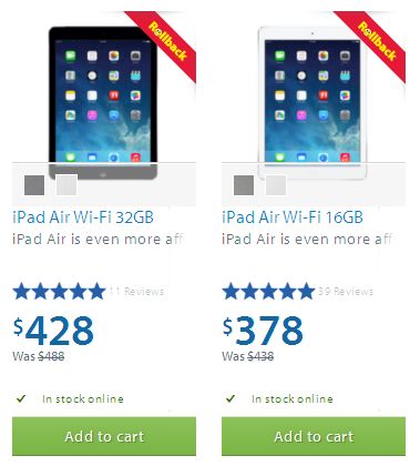 iPad Air Wi-Fi 16GB/32GB 9.7寸平板电脑 立减60元，仅售378-428元并包邮！两色可选！