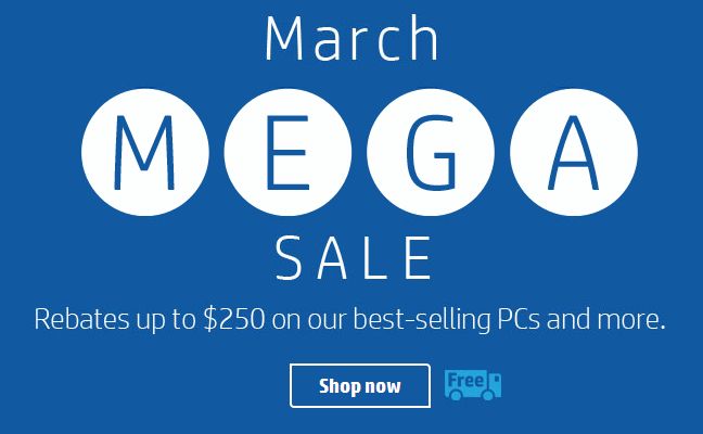  HP Mega Sale 特卖开售，精选多款笔记本、台式机、打印机等最高立减250元，满100元再立减25元！HP Z4000无线鼠标立省25元仅售9.99元，HP Elite v2无线键鼠套装立省50元仅售39.99元！
