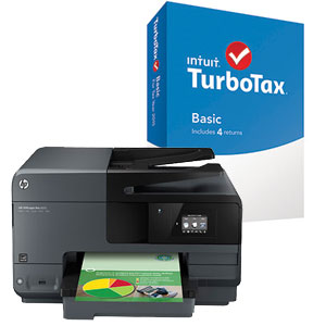  大幅降低打印成本！HP 惠普 Officejet Pro 8610 数码彩色多功能喷墨一体打印机 + INTUIT TURBOTAX BASIC 2015报税软件 3折74.99元限时特卖并包邮！