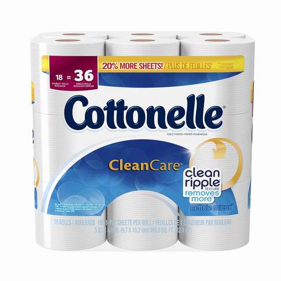  Cottonelle Clean Care 超柔卫生纸18卷装5.3折 7.98元限时特卖！