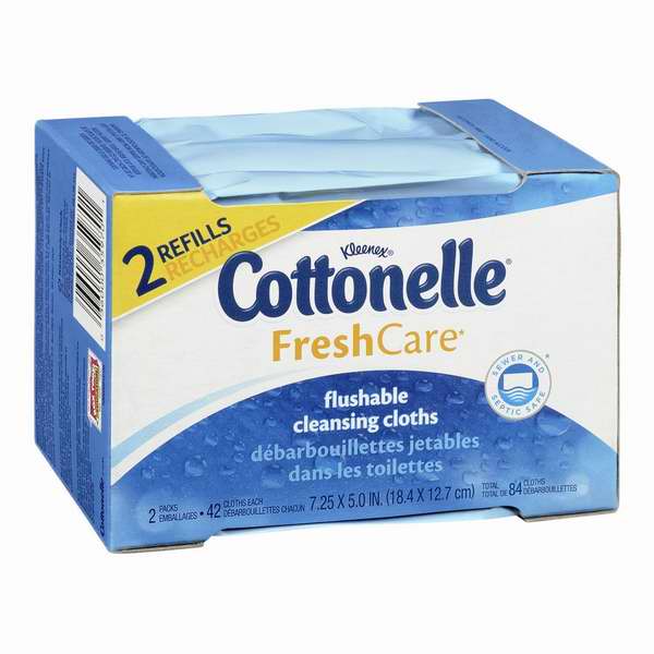  历史新低！Cottonelle Fresh Care 可冲马桶湿巾纸84张Refill装两件套2.6折 2.85-3.05元限时特卖！