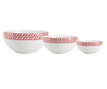  MIKASA 红色彩边陶瓷碗三件套2折 15.99元清仓！