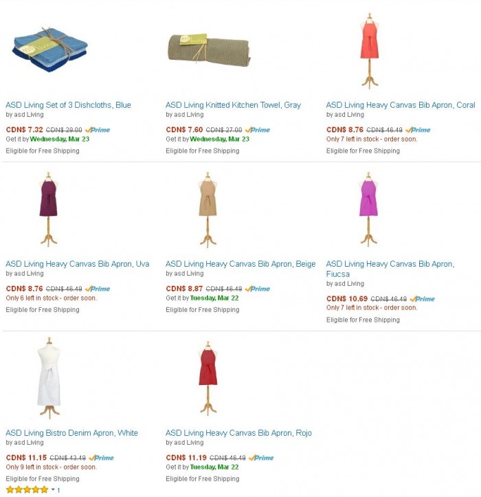 Amazon精选8款加厚帆布厨房围裙、洗碗帕及厨房抹布套装1.9折起清仓，售价低至7.32元！