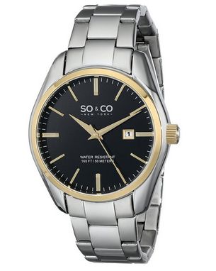  SO & CO New York 5101.4 男式不锈钢石英腕表1折 39.99元限量特卖并包邮！