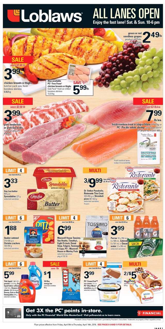  Loblaws超市本周（2016.4.8-2016.4.14）打折海报