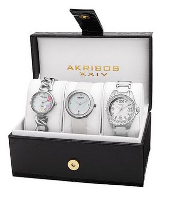  Akribos XXIV 女士 AK887SS 时尚腕表套装107.99元特卖，原价895元，包邮