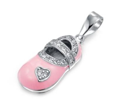  母亲节礼物！Bling Jewelry粉色搪瓷纯银童鞋吊坠10.36元，原价43.99元