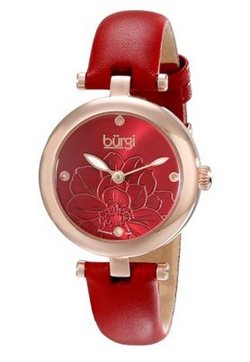  Burgi BUR128RD 女士红色镶钻石英腕表1.7折 55.99元限量特卖并包邮！