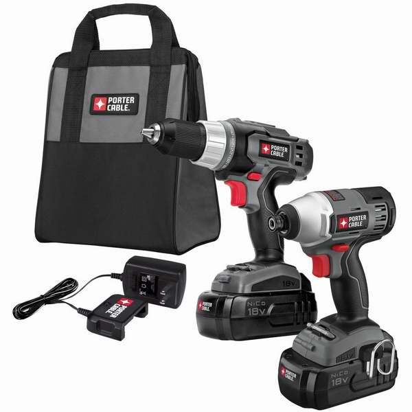  PORTER-CABLE PC218IDC-2 18伏锂电池 Drill+Impact Driver 电钻套装4折 79元限时特卖并包邮！