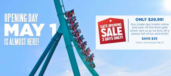  Canada's Wonderland 奇幻乐园72小时限时特卖！5月份单日门票29.99元特卖！季票69.99元！