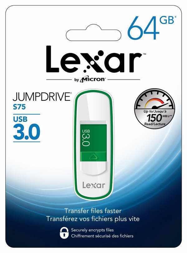  Lexar雷克沙 JumpDrive S75 USB 3.0 高速U盘/闪存盘2.6折21.99元限时特卖！