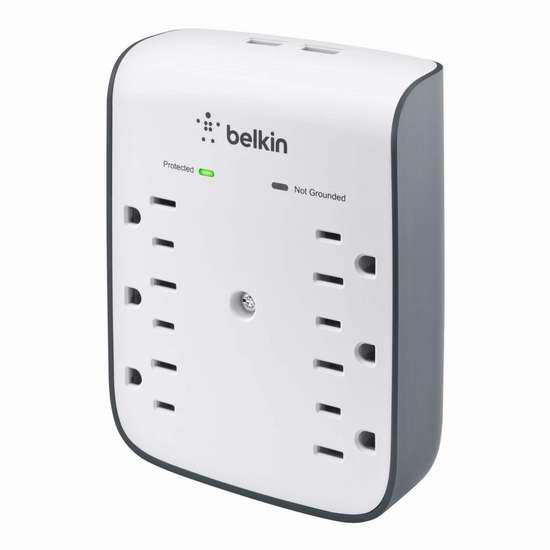  Belkin BSV602 2USB充电6口插座6.3折 18.99元限时特卖，仅限今日！